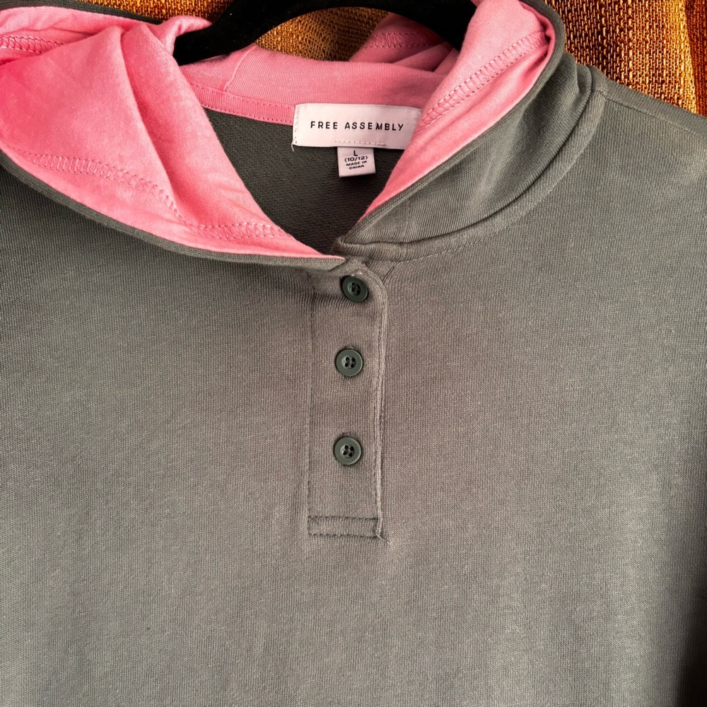 🌸 3/$25 Free Assembly Girls Olive/Pink pullover Tunic Large 10/12 - Picture 2 of 11